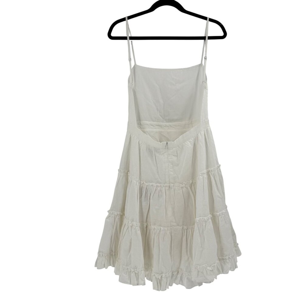 Cousin The Label White Tiered Linen & Viscose Sleeveless Dress With Adjustable S - Picture 4 of 13